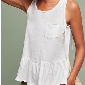 Anthropologie white peplum tank top